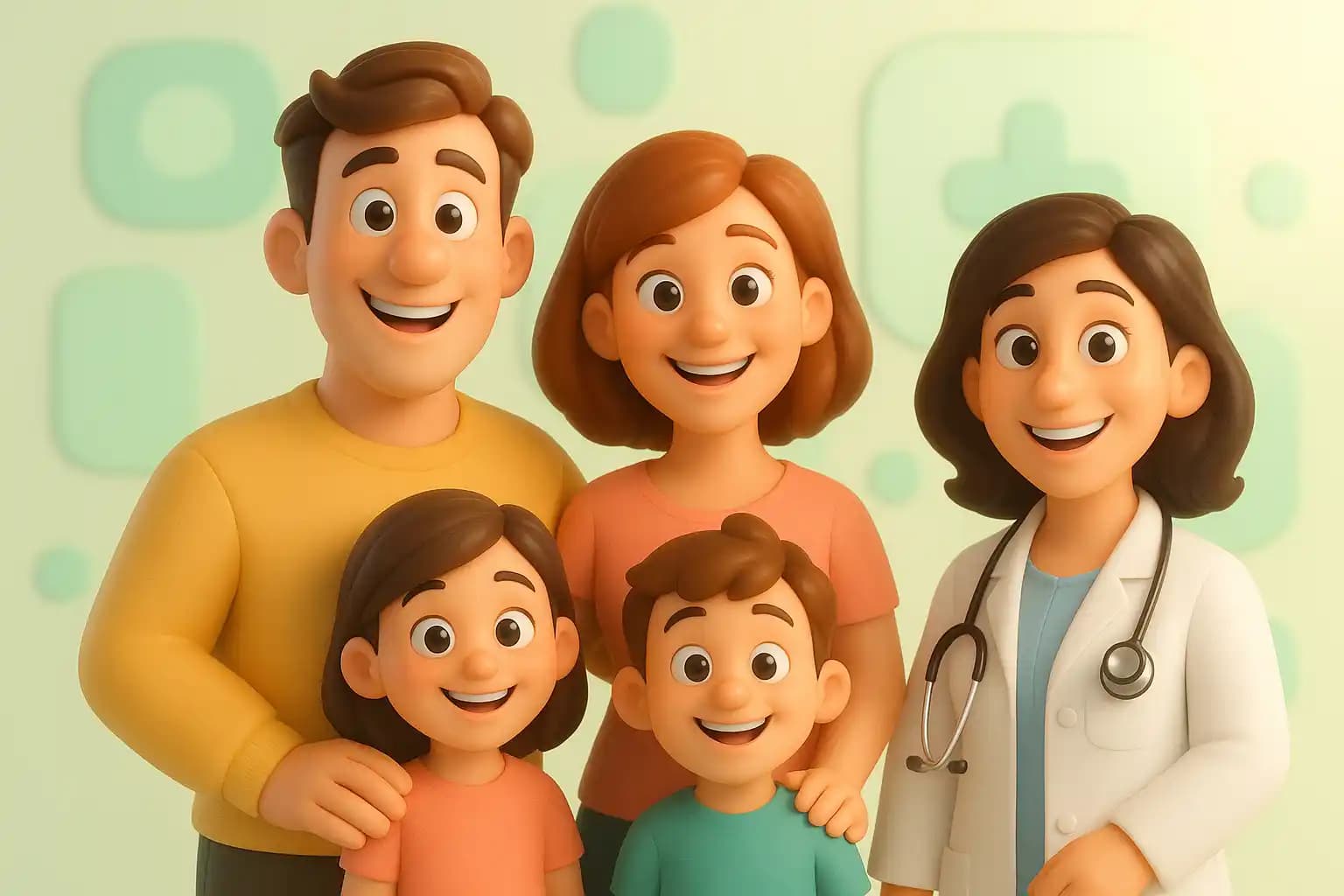 Пациенты клиники улыбаются вместе с врачом